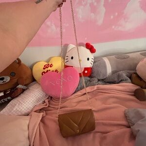 Brown Quilted Leather Victorias Secret mini crossbody with matching wallet!🤎